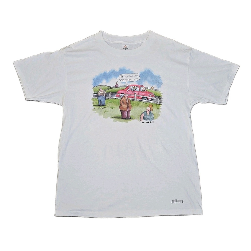 Vintage 1986 The Far Side Yakity Yak Yak Gary Larson T Shirt USA Mens XL